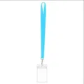 Blaues Polyester Lanyard mit Metallhaken und transparentem PVC Ausweishalter Variante - Hellblau