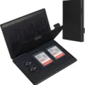 Aluminum memory card storage case, portable metal SD and TF card holder box for travel. - Black