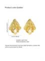 Golden stainless steel pearl scallop earrings, textured ocean style fashion jewelry. - Pearl Inlaid Scallop Style (FYD6139)