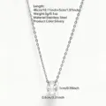 Stainless steel zircon necklace with elegant oval pendant, stylish silver jewelry piece. - Oval Pendant Necklace (RT139XL-1)