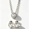 Stainless steel zircon necklace and earrings jewelry set for women, elegant fashion style gift. - Oval Necklace Earrings Set (RT139EH-1+RT139XL-1)