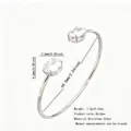 Stainless steel zircon open cuff bangle elegant daily wear minimalist jewelry accessory - Gold Double Oval Open Bangle (RT139SZ-1)