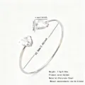 Stainless steel open bangle bracelet with double heart cubic zirconia stones for women - Gold Double Heart Open Bangle (RT141SZ-1)