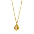 Gold stainless steel teardrop pendant necklace with delicate beaded chain variant design. - Teardrop Pendant Necklace (RT271XL) / White