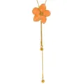 Gold plated stainless steel flower pendant necklace, elegant drop chain jewelry for women. - Orange