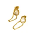 Gold Stainless Steel Teardrop Zirconia Chain Earrings Elegant Fashion Jewelry Pieces - Teardrop Chain Earrings (RT286EH) / White