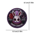 Halloween creepy rabbit embroidered cloth patch punk style round decorative badge for hat and clothes - Twisted Nights Style (PE19273CT)