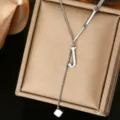 Stainless steel letter J pendant necklace, chic minimalist jewelry accessory for daily wear. - Letter J Style (WY006-1-J)
