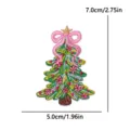 Écusson brodé d'arbre de Noël avec nœud rose et étoile, décoration de vêtement, 7x5cm - Style Sapin de Noël Nœud Rose (PE19230CT)