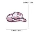 Parche bordado de sombrero de vaquero con purpurina rosa para ropa bolsos sombreros. - Patrón Vaca Rosa (PE18764CT)
