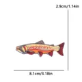 Close-up view of the trout embroidery patch with exact dimension measurements for DIY crafts. - Multi-color Trout Style (PE19047CT)