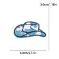 Parche bordado de sombrero vaquero con purpurina azul y blanca para ropa bolsa gorro - Azul y Blanco (PE18765CT)