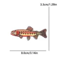 Detailed shot of cute trout fish embroidery patch, colorful outdoor DIY badge for hat or bag. - Fishing-Themed Style