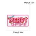 Patch brodé de Noël écusson décoratif applique de lettres festives pour vêtements - Style Bordure Rose Merry Christmas (PE19234CT)