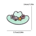 Parche bordado de sombrero de vaquero verde con flores y estrella de mar, playa - Sombrero de Vaquero de Verano Verde Claro (PE17067CT)