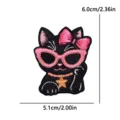 Cute cartoon black cat embroidered patch with pink bow and sunglasses for DIY clothing - Black Cat Style (PE19754CT)