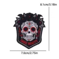 Gothic skull embroidered patch with dark roses and bats, perfect for punk clothing diy. - Dark Beauty Style (PE19260CT)