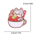 Lindo gato fresa taza bordado parche DIY ropa accesorio kawaii decorativo insignia - Copa de Postre de Fresa Gato (PE16470CT)