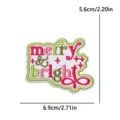 Noel merry et bright brode ecusson colore vetement decoration thermocollant applique - Style de Lettre Merry Bright (PE19227CT)