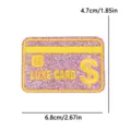 Pink glitter credit card embroidered patch with dollar sign and Luxe Card text for hats. - LUXE CARD Credit Card Style (PE18038CT)