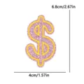Pink glitter dollar sign embroidered patch, cute sparkling patch for hats and clothes decoration - Dollar Sign Style (PE18050CT)