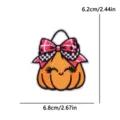 Lindo parche de tela bordado de calabaza con lazo rosa decoración de Halloween DIY insignia. - Estilo Bolsa de Calabaza (PE19756CT)
