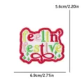 Noël festif brodé patch décoratif vêtements chapeau insigne thermocollant appliques 6.9cm - Style de Lettre Feelin Festive (PE19228CT)