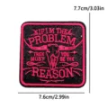 Κεντημένο patch κεφαλής ταύρου σε πανκ στιλ με αγγλικό κείμενο, σήμα DIY ρούχων. - Στυλ Κρανίο Ταύρου Ροζ και Μαύρο (PE19717CT)
