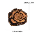 Black and gold embroidered rose flower patch with clear size dimensions for DIY clothing. - Black and Gold Rose Style (PE19718CT)