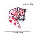 Bonito parche bordado con cabeza de leopardo y corazones accesorio ropa termo adhesivo - Cabeza de Leopardo de Corazón Rojo (PE17078CT)