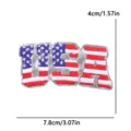 US Independence Day USA flag embroidery patch with silver glitter border, 7.8x4cm. - Connected USA Style (PE17085CT)