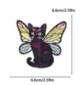 Parche bordado de gato negro con alas de hada purpurina ropa insignia de costura - Hada Gato (PE17079CT)