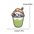 Cute cartoon cat matcha bubble tea embroidery patch DIY clothing accessory 5.2x3.5cm - Cat Matcha Milk Tea (PE16428CT) / 5.2x3.5cm