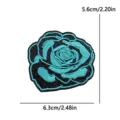 Turquoise black rose embroidery patch, punk style DIY fabric clothing decoration sticker. - Cyan and Black Rose Style (PE19721CT)