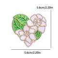 Parche bordado en forma de corazón flor accesorio de ropa DIY, gardenia blanca, 5.6cm. - Flor Blanca Hoja Verde Corazón (PE17065CT)