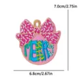 Écusson brodé nœud de Noël rose, badge de vêtement décoratif avec lettres festives, 7x6.8cm - Style Boule de Noël Nœud Rose (PE19235CT)