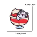 Parche bordado de gato de dibujos animados lindo diseño de helado para ropa DIY - Copa de Helado Gato (PE16436CT)