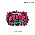 Punk style embroidered patch with funny letter embroidery, black base with pink details. - Punk Flame Letter Style (PE19723CT)