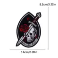 Gothic punk embroidered patch with skull rose dagger for clothing hat DIY decoration - Thorns and Bones Style (PE19269CT)