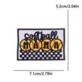 Softball Mama embroidered patch, DIY vintage alphabet badge with checkered design. - Softball Theme MAMA (PE19212CT)