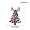 Écusson brodé en forme d'arbre de Noël avec bois de renne et nœuds pour vêtements. - Style Sapin de Noël Bois de Cerf (PE19237CT)