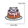 Lindo parche bordado de gato de dibujos animados para ropa DIY, adorable insignia de pastel postre animal. - Pastel Gato Acostado (PE16440CT)