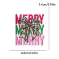 Écusson en tissu brodé coloré sur le thème de Noël avec lettres et joli design de nœud. - Style de Lettre MERRY Coloré (PE19238CT)