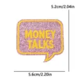 Pink glitter speech bubble patch money talks embroidered badge for hat garment decor - MONEY TALKS Bubble Talk (PE18039CT)