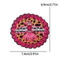 Embroidered Thunder Bird Patch Leopard Print Pink Scallop Border DIY Clothing Badge 7.4cm - Leopard Thunderbird Round Style (PE19725CT)