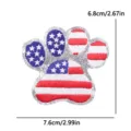 US Independence Day paw patch, red white blue flag embroidery with silver glitter border. - Flag Paw Print Style (PE17091CT)