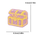 Pink glitter treasure chest embroidered patch, decorative clothing accessory 5.5x6.3cm - Treasure Chest Design (PE18041CT)