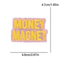 Pink glitter embroidered patch MONEY MAGNET DIY decorative clothing accessory size 6.8x4.7cm - MONEY MAGNET Magnet Style (PE18043CT)