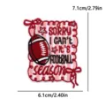Red striped football embroidery patch with letters for clothing decoration 7.1x6.1cm - Football Season Slogan Style (PE19730CT)