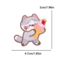 Lindo parche bordado de gato de dibujos animados con helado de fresa, aplicación de tela DIY. - Helado de Fresa Gato (PE16469CT)